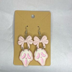 Pink and White Ghostface Earrings